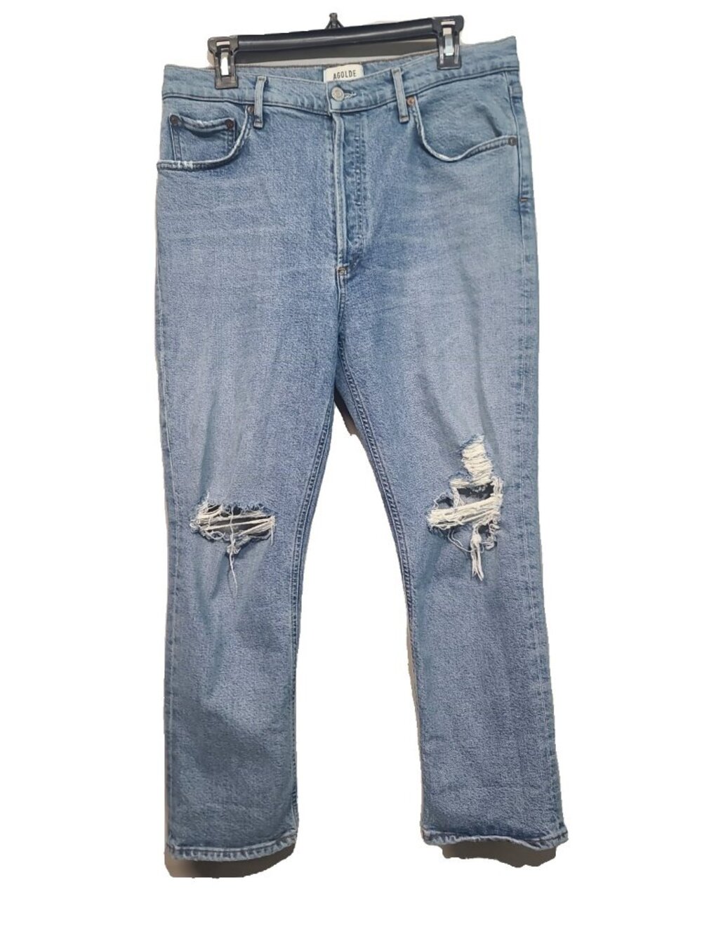 Agolde Riley High Rise Straight Crop Jeans Size 31 Blue Good